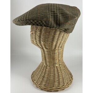 Gala Forest Cap Hat Green Tan Houndstooth Mens 7" Wool Scotland